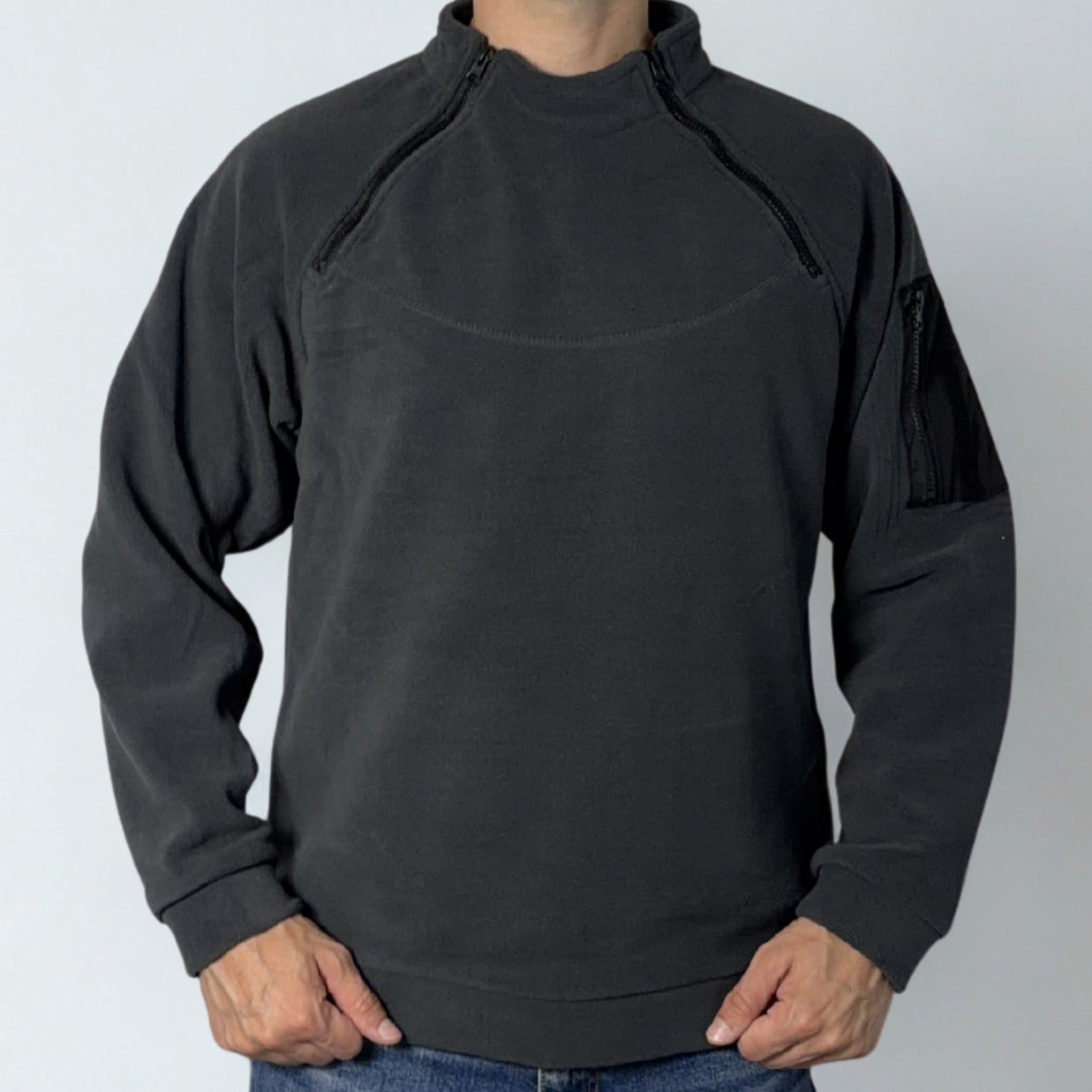 Track top collar Side zips Fleece Long sleeve top