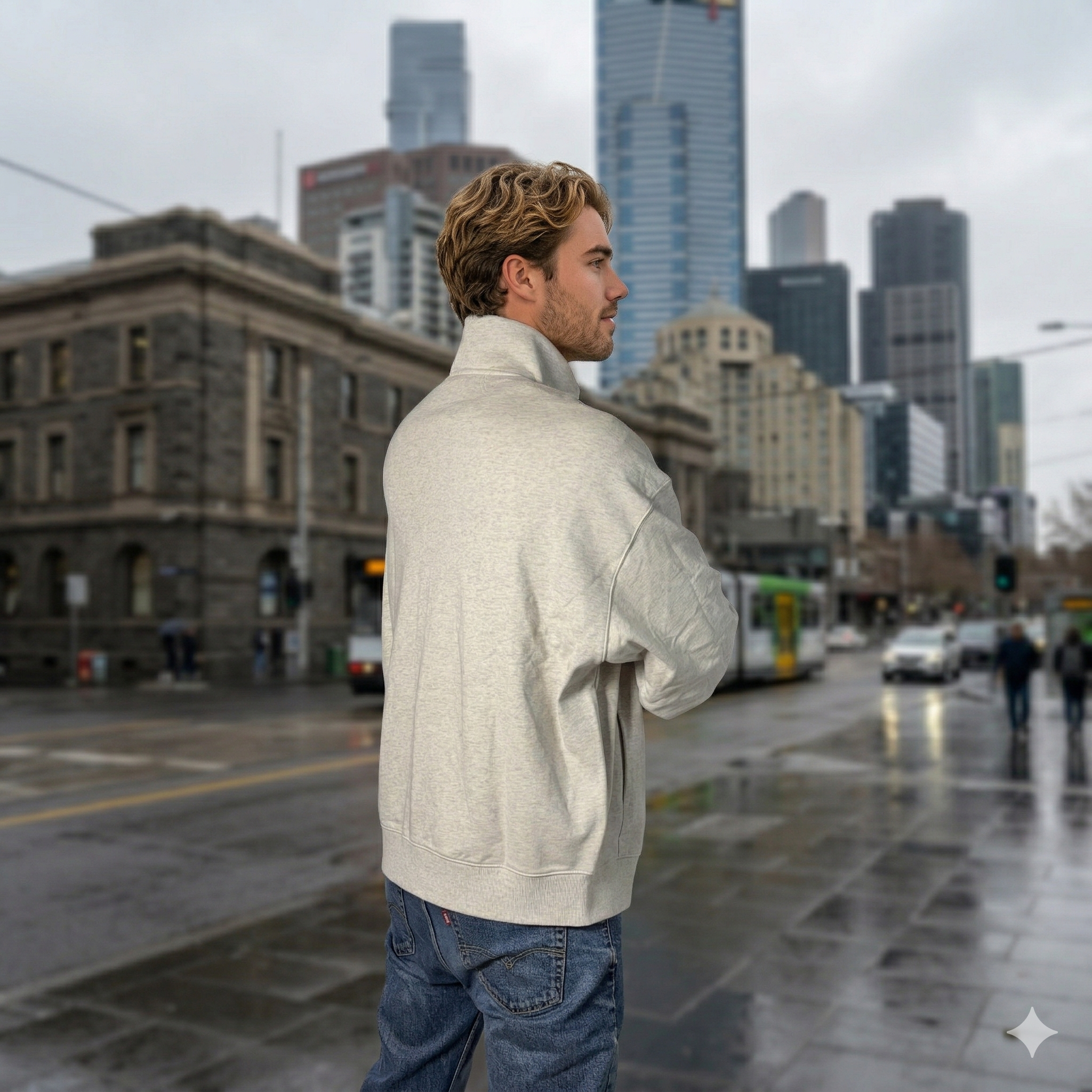 Track top collar Full zip Oversized Long sleeve top