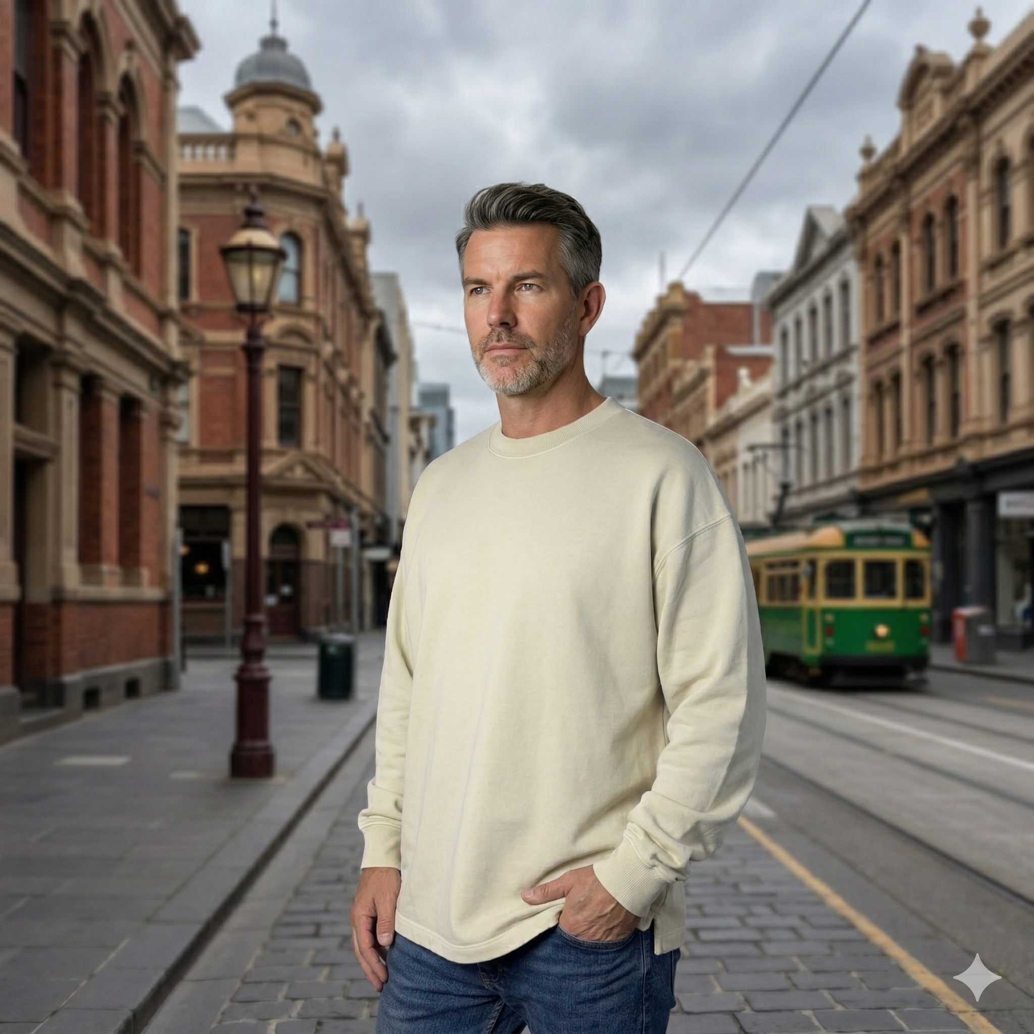 Crew neck Straight cut bottom Long sleeve top
