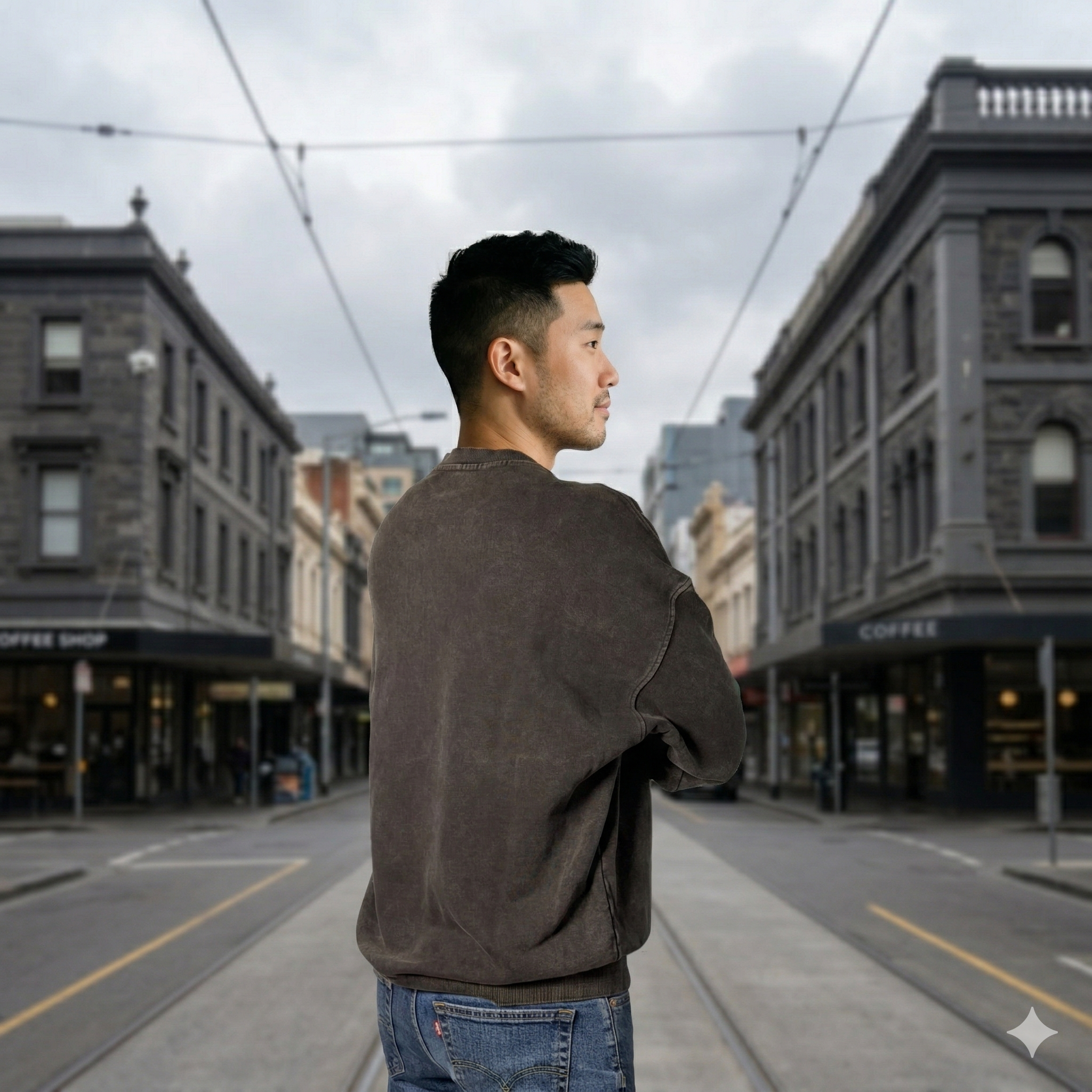 Crew neck Washed Oversized Long sleeve top