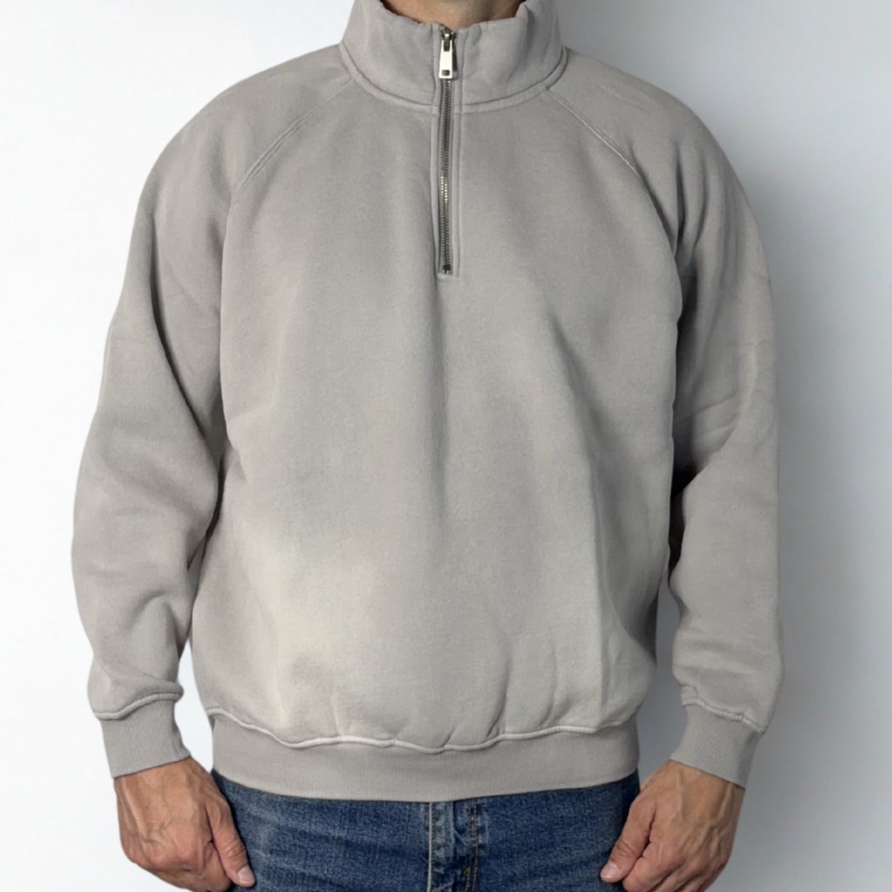 Track top collar Quarter zip Vintage washed Long sleeve top