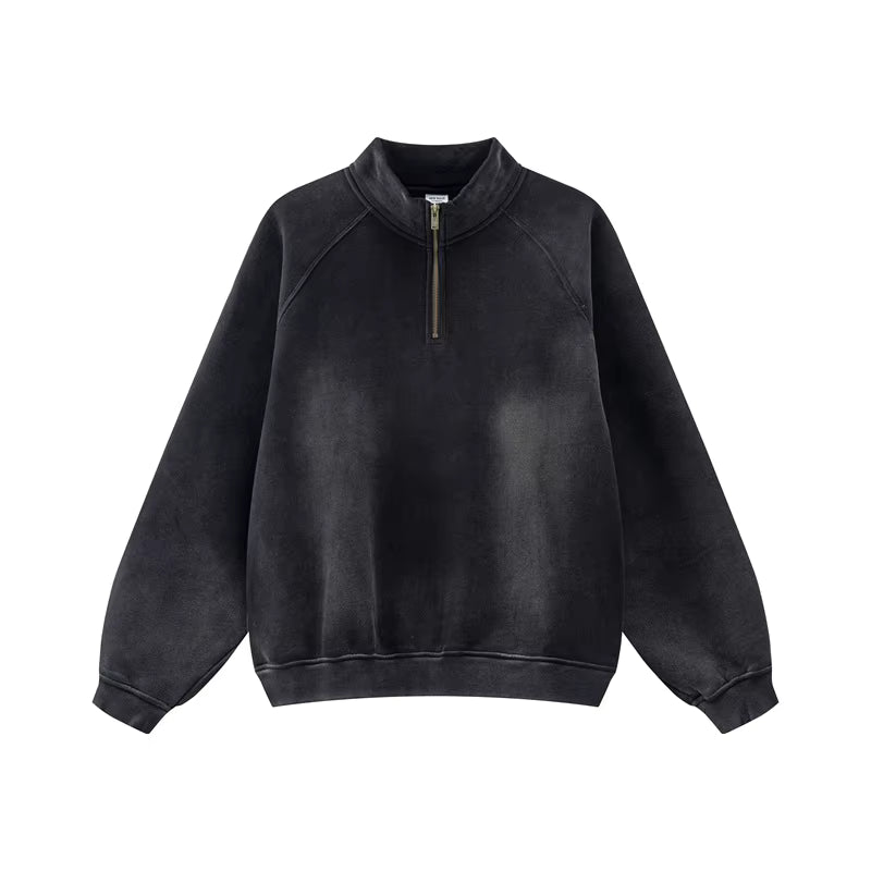 Track top collar Quarter zip Vintage washed Long sleeve top