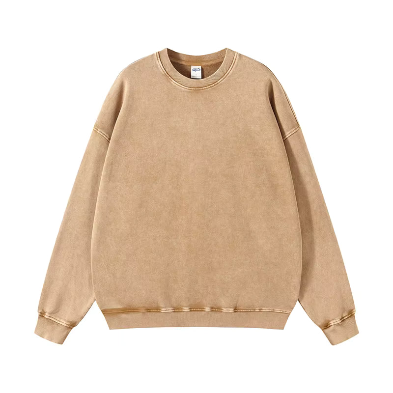 Crew neck Washed Oversized Long sleeve top
