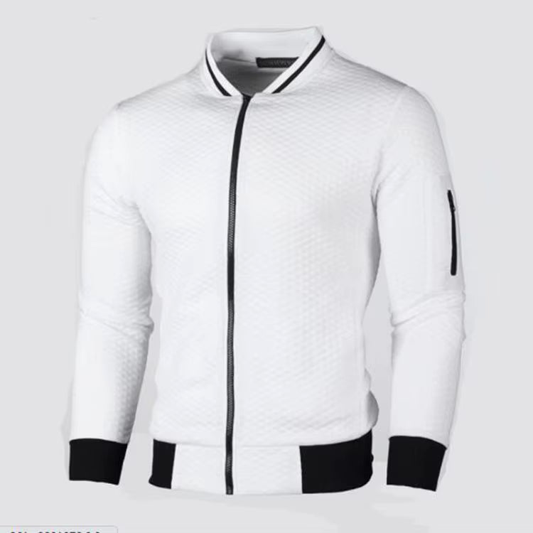 Bomber collar Full zip Plaid fabric Long sleeve top