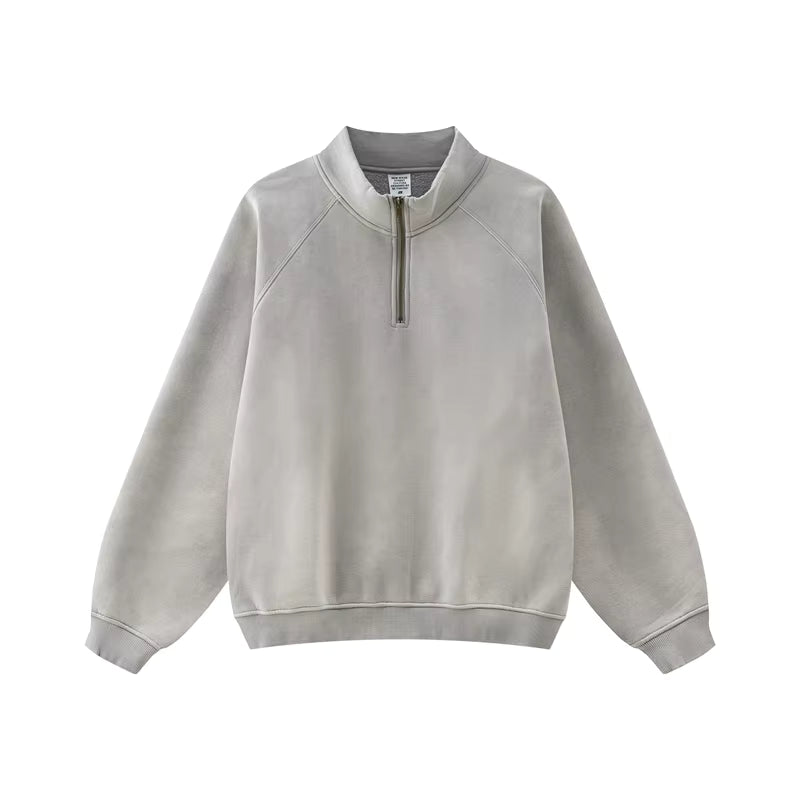 Track top collar Quarter zip Vintage washed Long sleeve top
